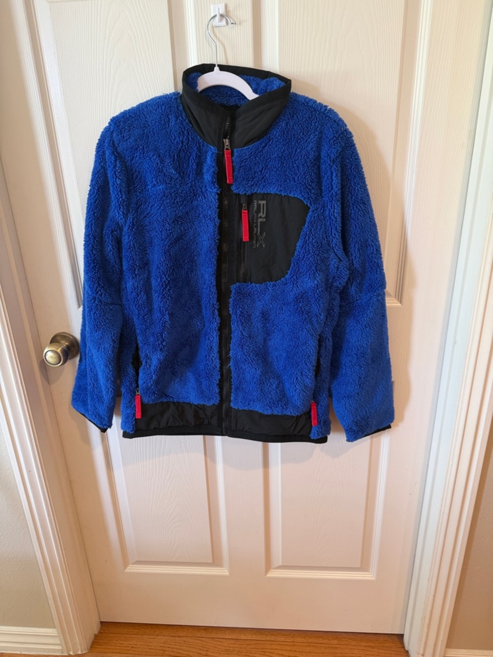 RLX Ralph Lauren Colorway Blue Fleece Jacket with Black Trim Sz S.  NWOT. Box44